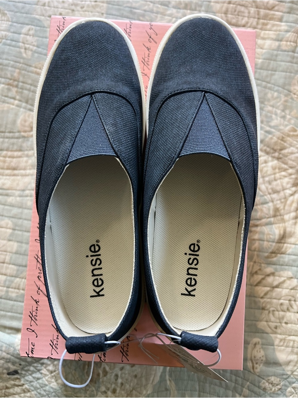 Kensie Navy Canvas Slip-On Flats